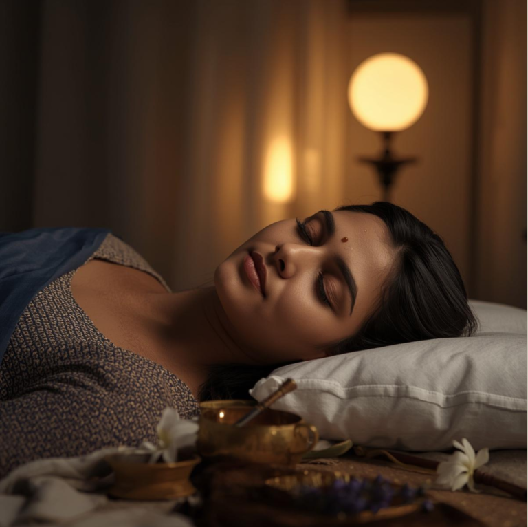 Ayurvedic sleep routine with Shiroabhyanga oil head massage for skin repair and anti ageing