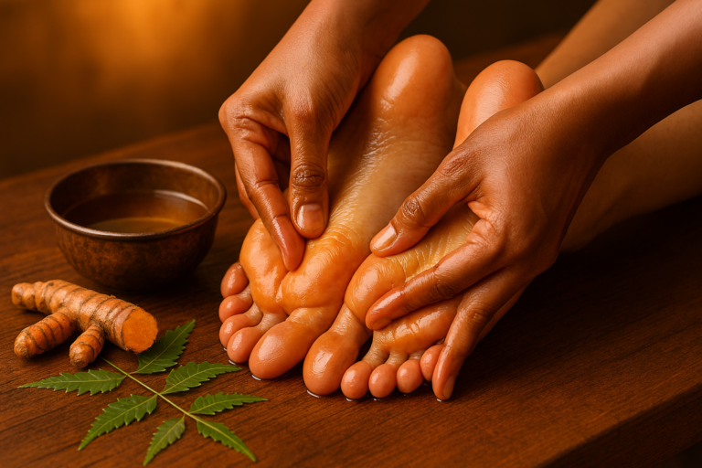 Ayurvedic Padabhyanga foot massage and reflexology therapy at Swaanubhutii wellness centre Pune